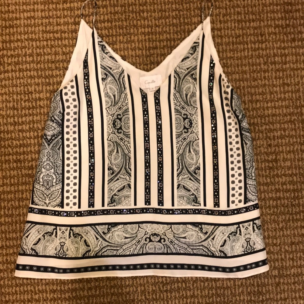 Camilla silk Embellished Crystal cami Sz 1= SMALL